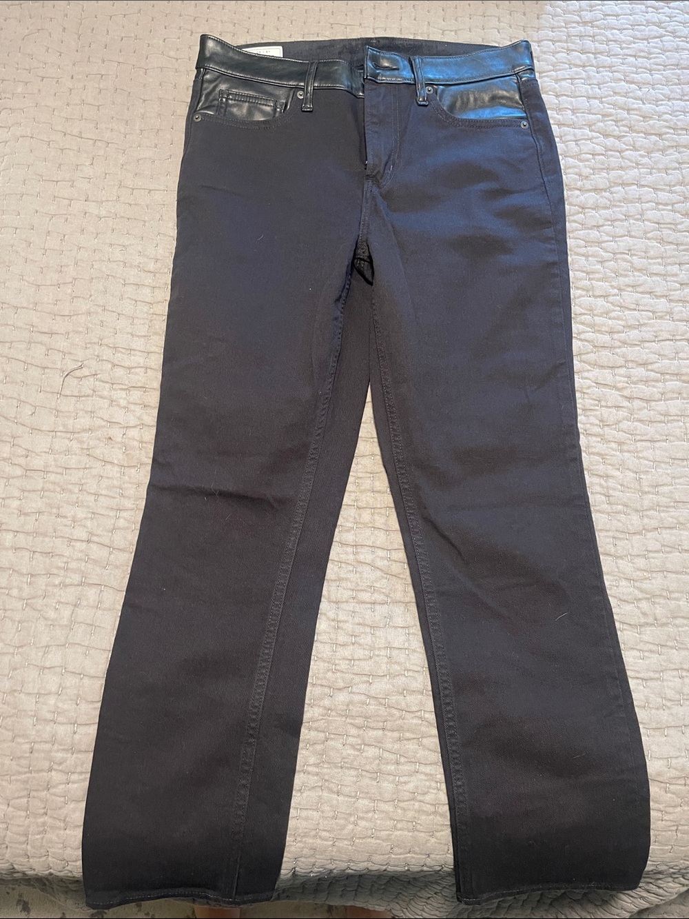 GAP Black Slim Fit Jeans with Faux Leather Trim